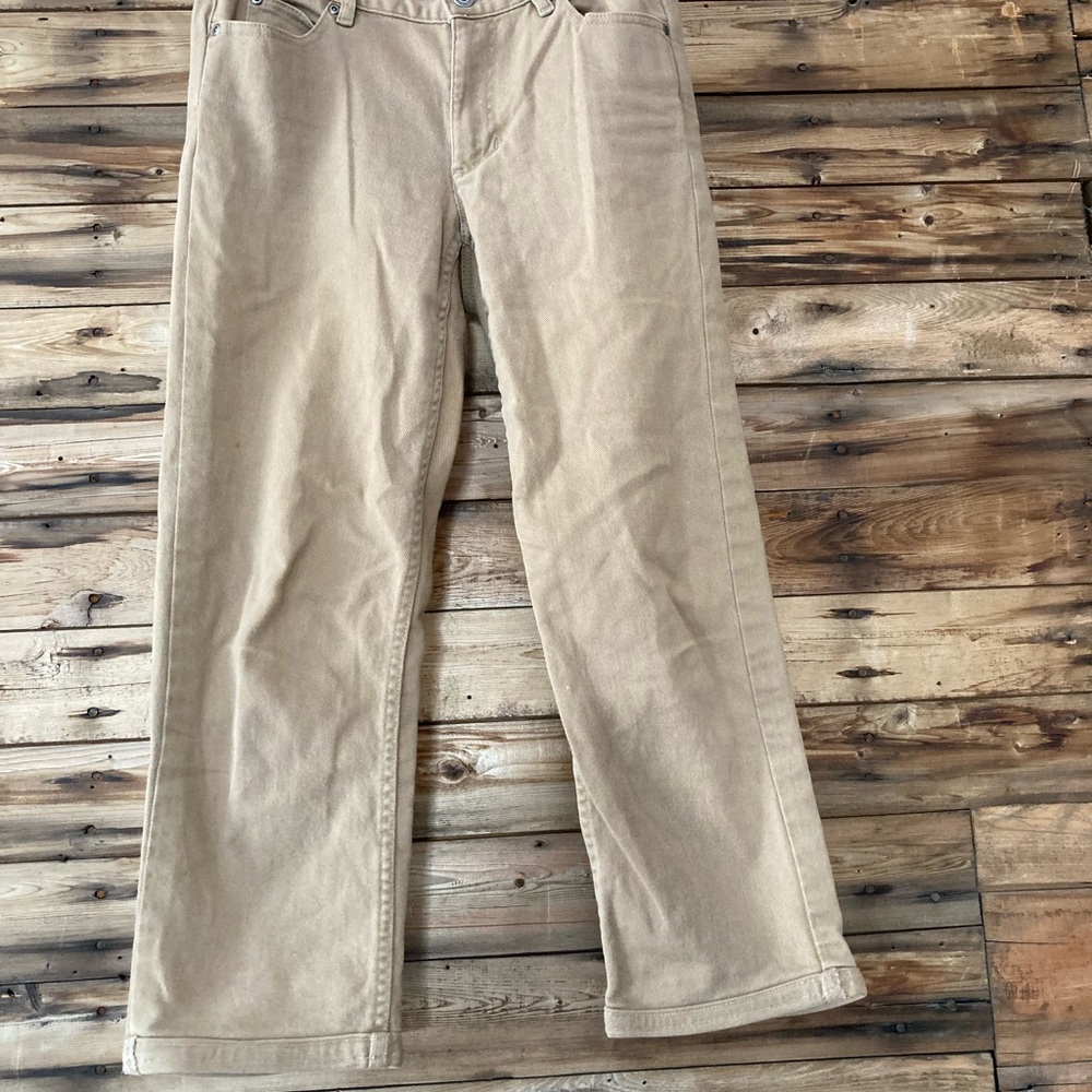 3/4 beige denim pants